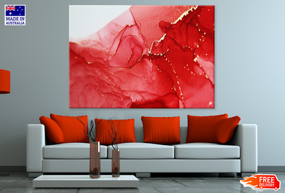 Red Gold & White Abstract Design Print 100% Australian Made