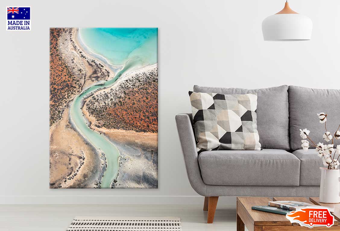 Sea Water with Sand Aerial View Photograph Print 100% Australian Made