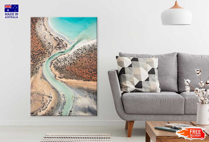 Sea Water with Sand Aerial View Photograph Print 100% Australian Made