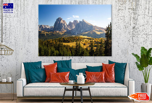 Grassy Hills Trees Near Mountains Photograph Print 100% Australian Made