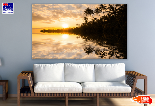 Sunset on a Tropical Beach with palm Trees Print 100% Australian Made