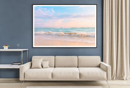 Soft Ocean Wave & Cloudy Sky View Photograph Home Decor Premium Quality Poster Print Choose Your Sizes