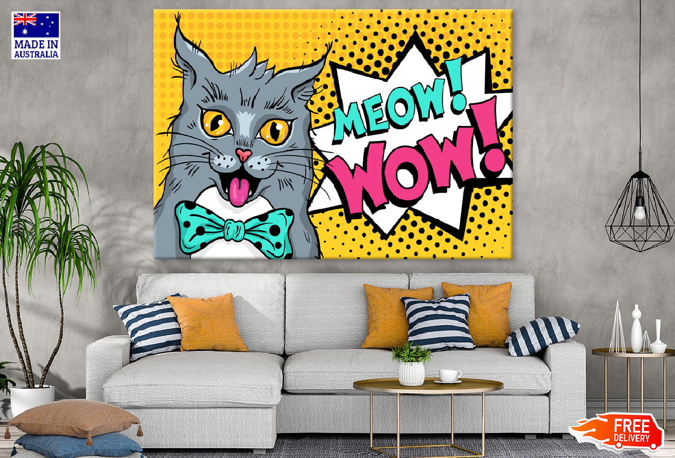 Cat & MEOW Quote Illustration Print 100% Australian Made