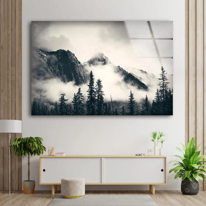 Misty Forest & Mountain Photograph Acrylic Glass Print Tempered Glass Wall Art 100% Made in Australia Ready to Hang