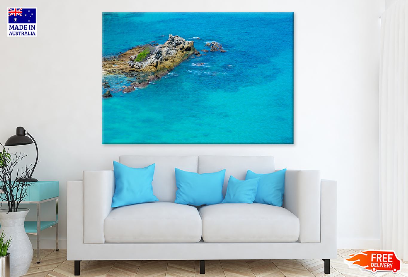 Rocky Small Island Aerial View Photograph Print 100% Australian Made