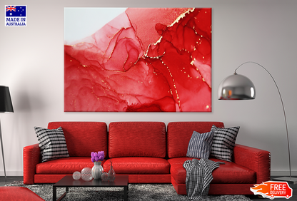 Red Gold & White Abstract Design Print 100% Australian Made