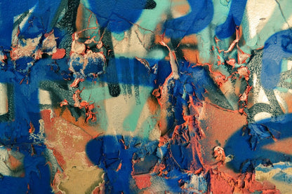 Blue & Orange Paint Abstract Design Print 100% Australian Made