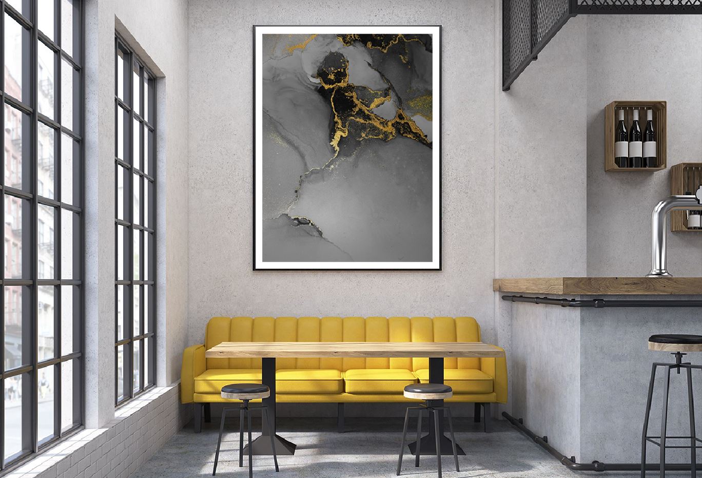 Black & Dark Grey Gold Abstract Design Home Decor Premium Quality Poster Print Choose Your Sizes