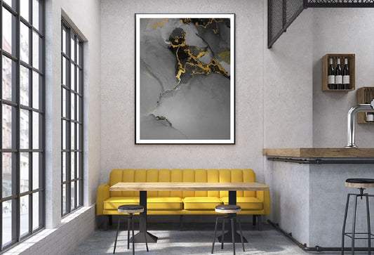Black & Dark Grey Gold Abstract Design Home Decor Premium Quality Poster Print Choose Your Sizes