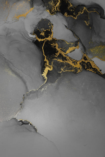 Black & Dark Grey Gold Abstract Design Print 100% Australian Made
