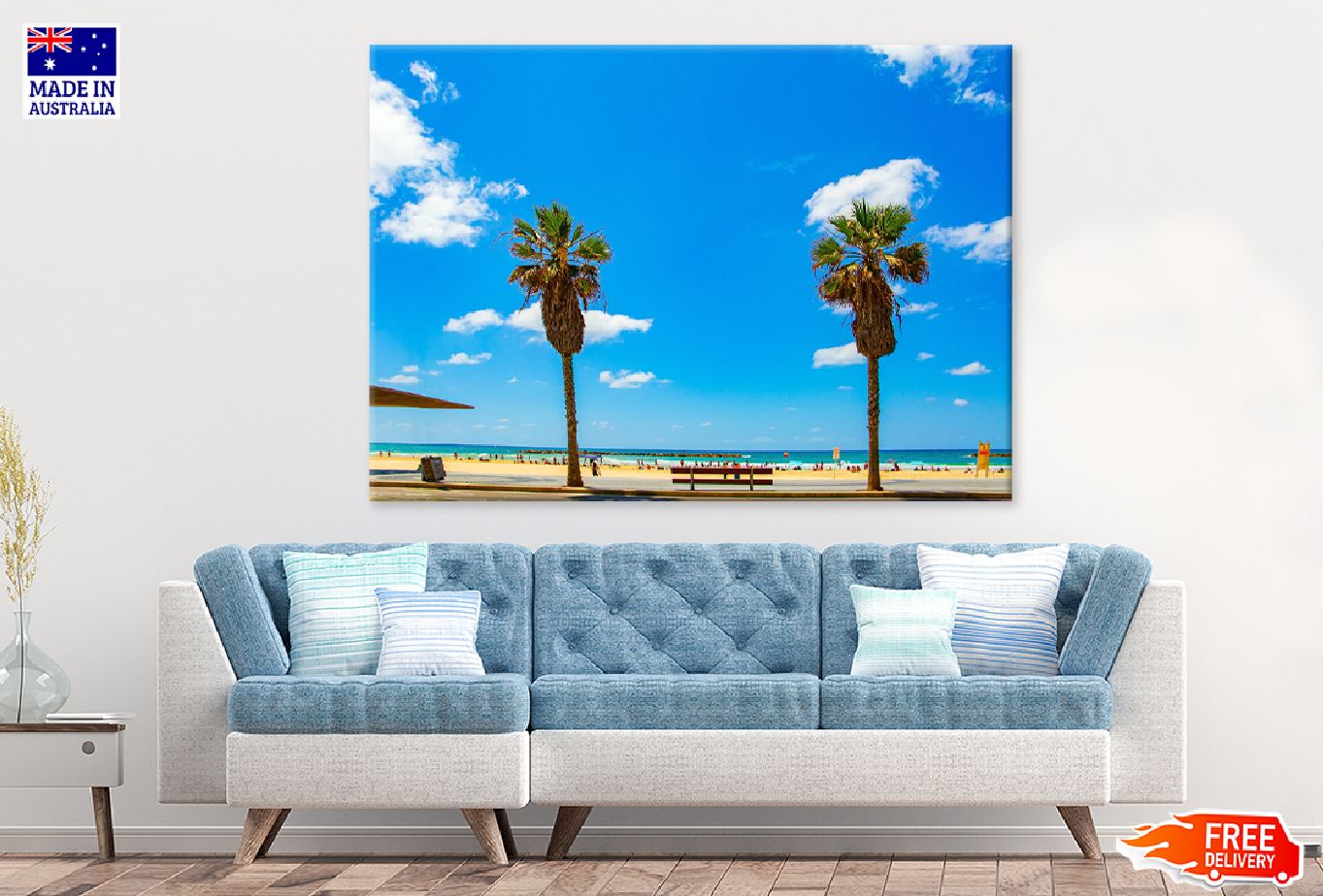 Palm Trees Near Sea Shore View Photograph Print 100% Australian Made