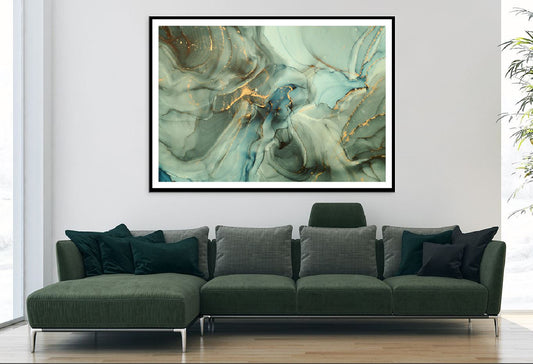 Blue Green & Gold Splash Abstract Design Home Decor Premium Quality Poster Print Choose Your Sizes