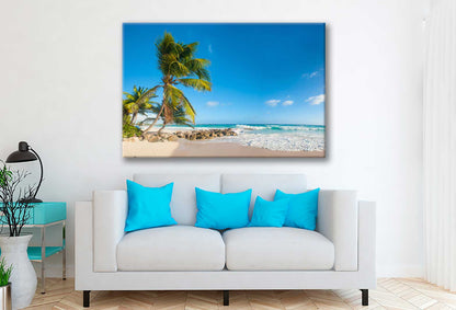 Bella Home Palms On The White Beach Barbados Print Canvas Ready to hang