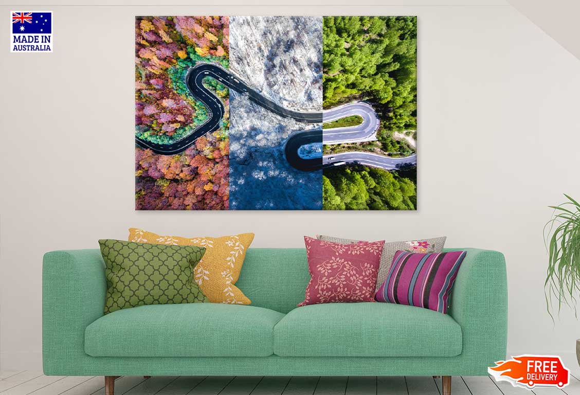Autumn Summer Winter Road Collage Print 100% Australian Made