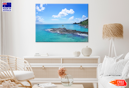 Rock Mountain & Sea Cloudy Sky View Photograph Print 100% Australian Made