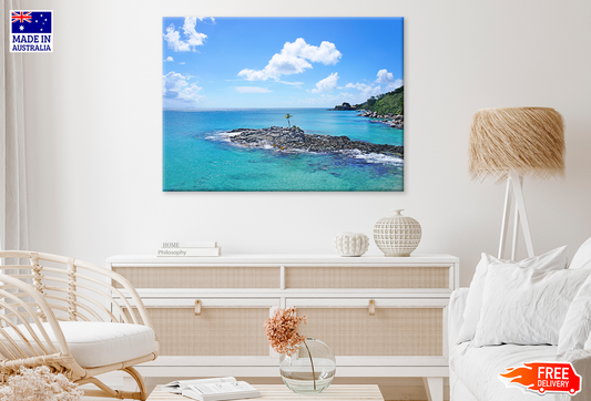 Rock Mountain & Sea Cloudy Sky View Photograph Print 100% Australian Made