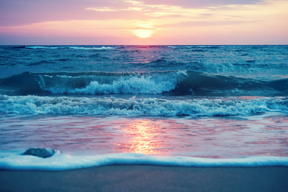 Sea Waves Sunset Scenery View Photograph Print 100% Australian Made