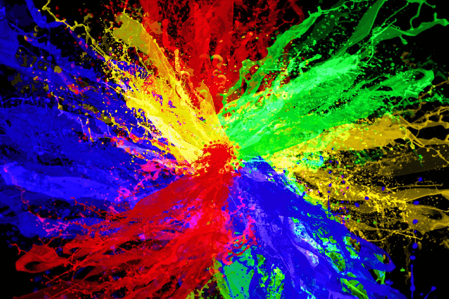 Blue Red Yellow & Green Splash Abstract Design Print 100% Australian Made