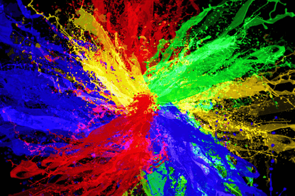 Blue Red Yellow & Green Splash Abstract Design Print 100% Australian Made