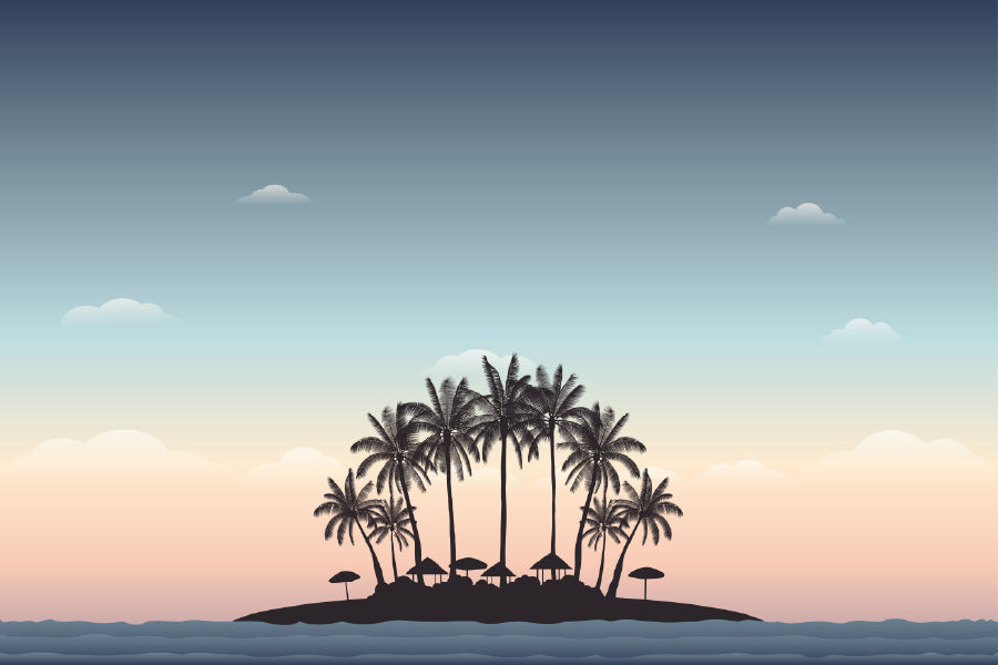 Palm Trees Island Vector Design Print 100% Australian Made