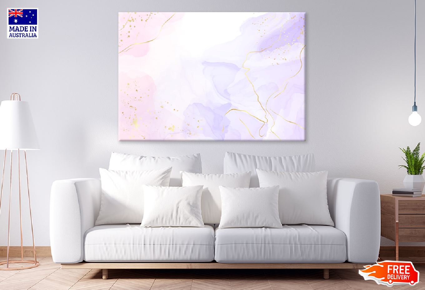 Pink Purple & Gold Abstract Design Print 100% Australian Made