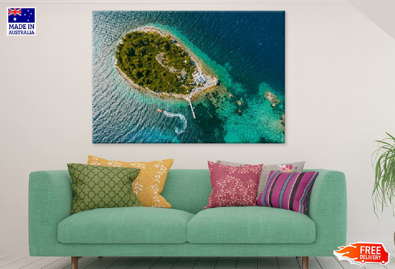 Korcula Island Beach Aerial View Photograph Print 100% Australian Made