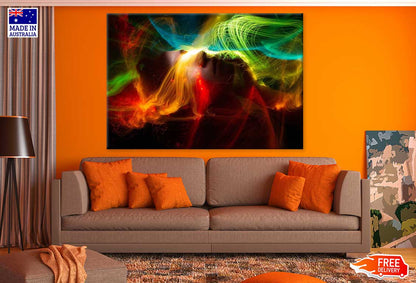 Red Orange & Green Digital Woman Face Abstract Design Print 100% Australian Made