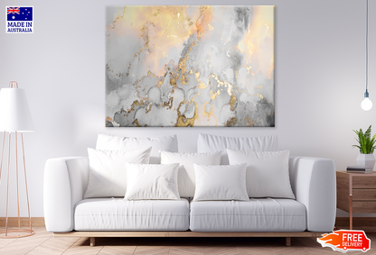 Gray Yellow & Gold Abstract Design Print 100% Australian Made