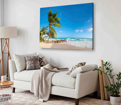 Bella Home Palms On The White Beach Barbados Print Canvas Ready to hang