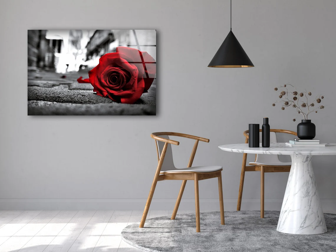 Rose Flower on Ground Photograph Acrylic Glass Print Tempered Glass Wall Art 100% Made in Australia Ready to Hang