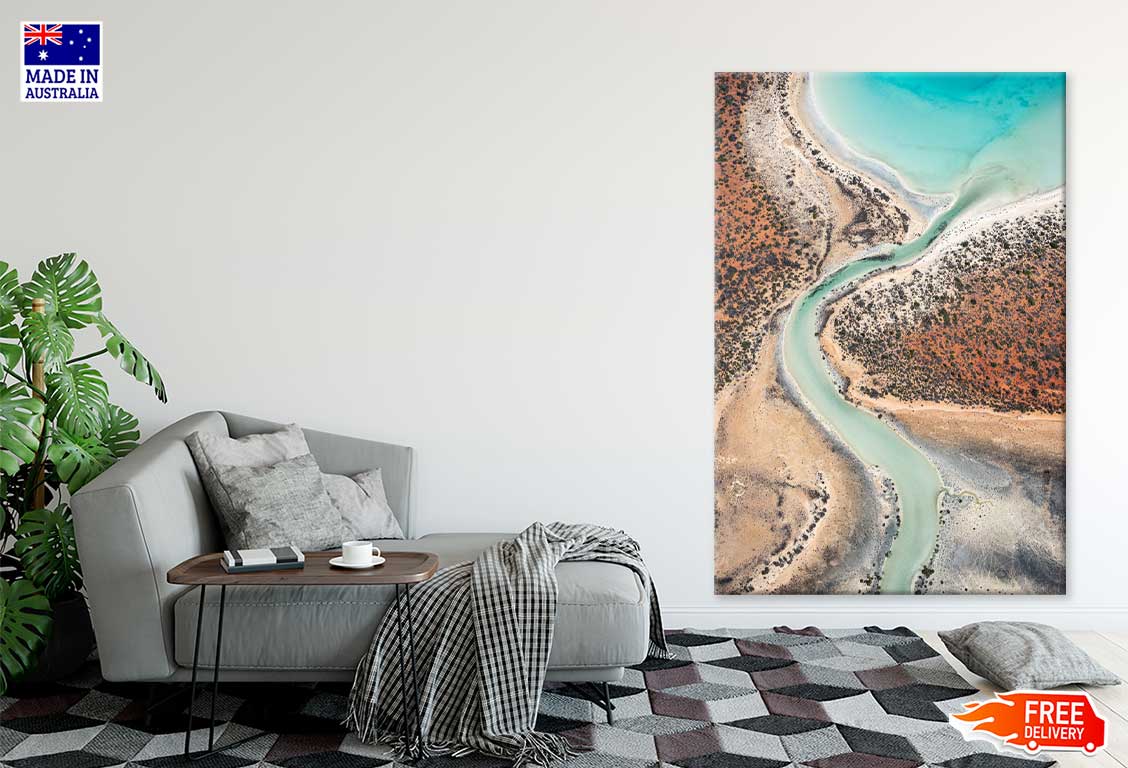 Sea Water with Sand Aerial View Photograph Print 100% Australian Made