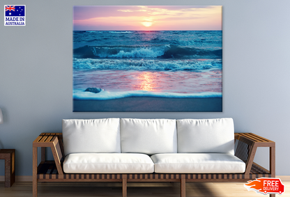 Sea Waves Sunset Scenery View Photograph Print 100% Australian Made