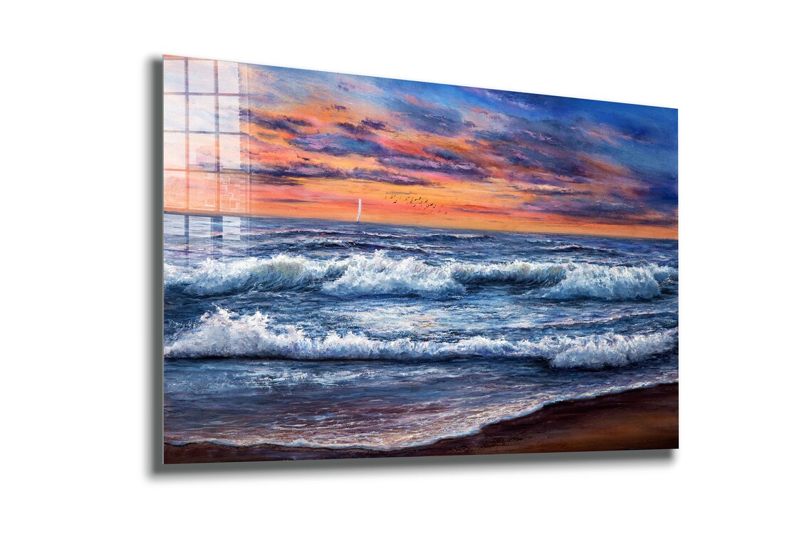 Seashore Painting Print Tempered Glass Wall Art 100% Made in Australia Ready to Hang