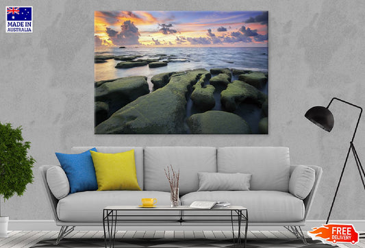 Form of Rock Sea Sunset Scenery Photograph Print 100% Australian Made