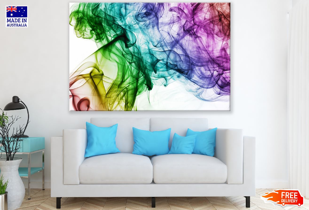 Green Blue & Purple Smoke Abstract Design Print 100% Australian Made