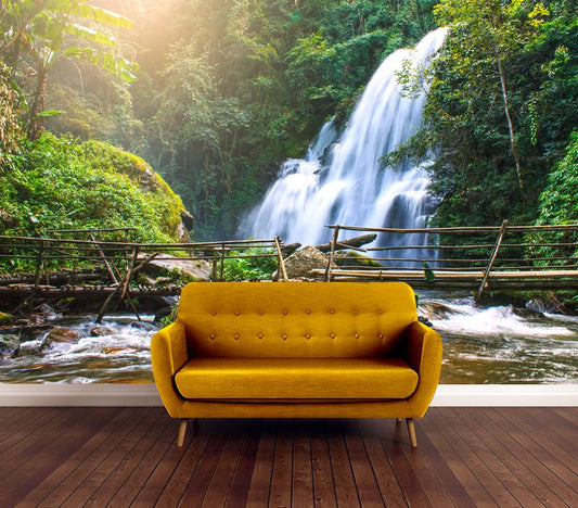 Wallpaper Murals Peel and Stick Removable Waterfall in Forest High Quality