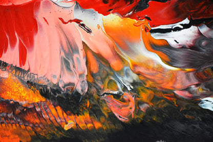 Orange Red & Black Abstract Design Print 100% Australian Made