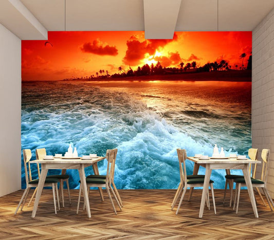 Wallpaper Murals Peel and Stick Removable Stunning Beach Sunset View High Quality