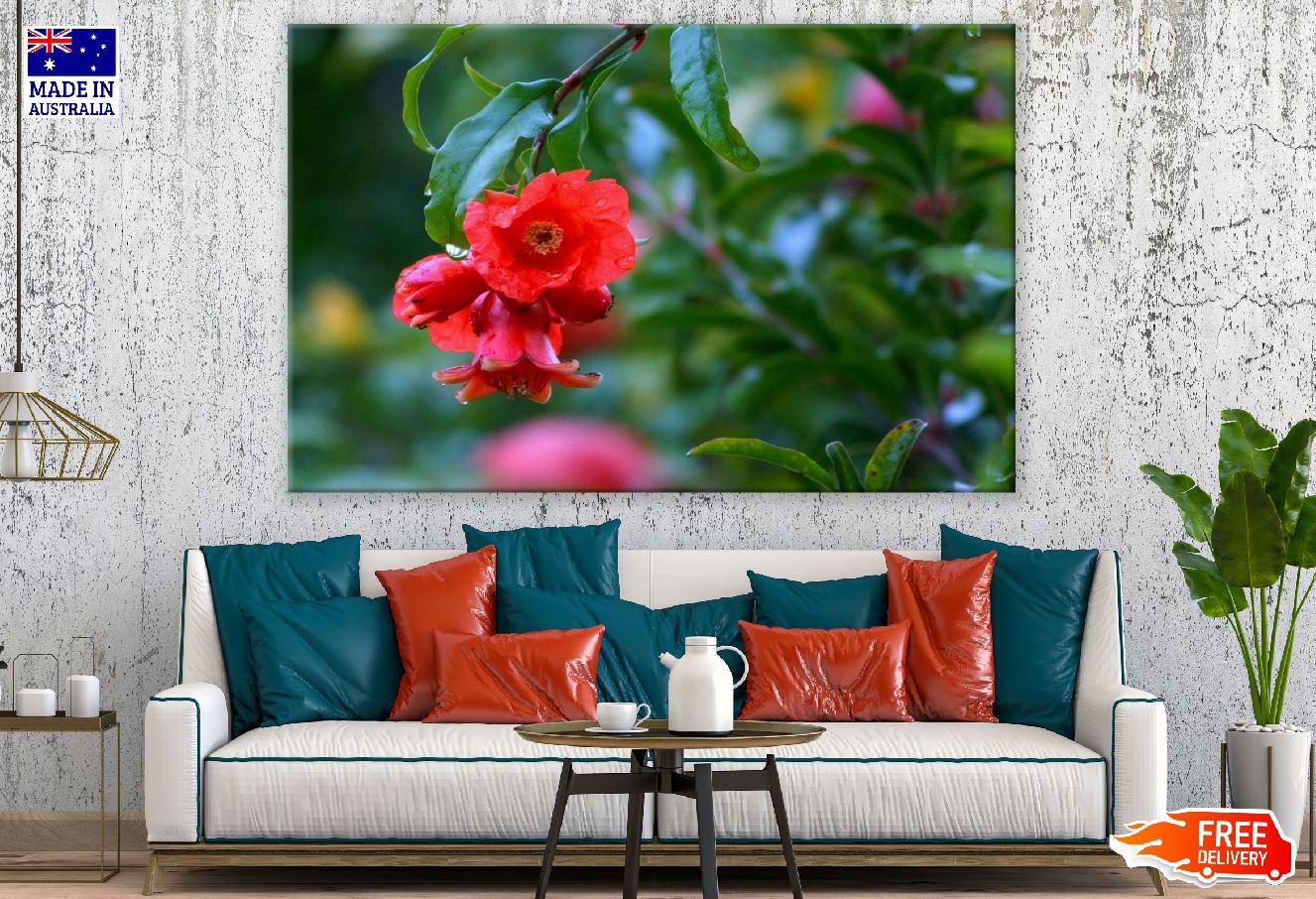 Pomegranate Flower & Tree Closeup Photograph Print 100% Australian Made