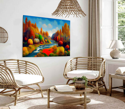 Bella Home River & Forest Oil Painting Print Canvas Ready to hang