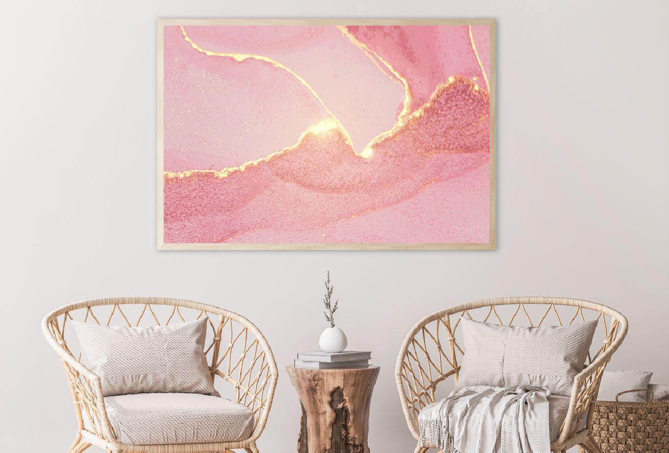 Pink & Gold Lines Abstract Design Home Decor Premium Quality Poster Print Choose Your Sizes