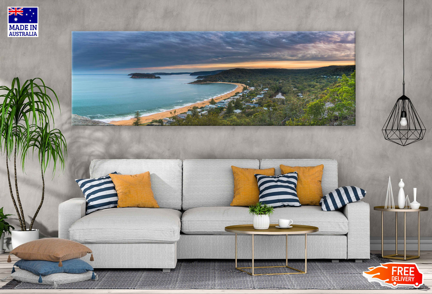 Panoramic Canvas Seascape Broken Bay Scenery Photograph High Quality 100% Australian Made Wall Canvas Print Ready to Hang