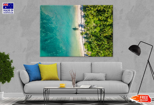 Sea Sand with Palm Trees Aerial Photograph Print 100% Australian Made