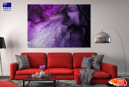 Purple & Gold Marble Abstract Design Print 100% Australian Made