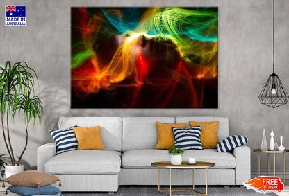 Red Orange & Green Digital Woman Face Abstract Design Print 100% Australian Made