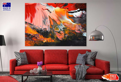 Orange Red & Black Abstract Design Print 100% Australian Made