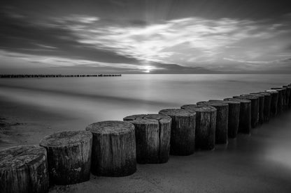 Horizon Beach B&W View Photograph Print 100% Australian Made