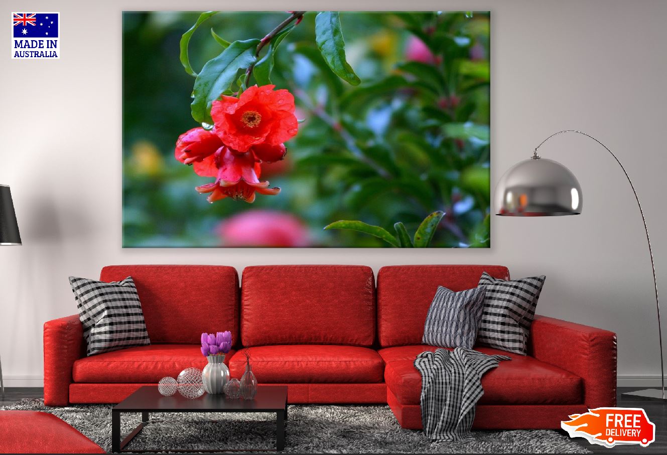 Pomegranate Flower & Tree Closeup Photograph Print 100% Australian Made