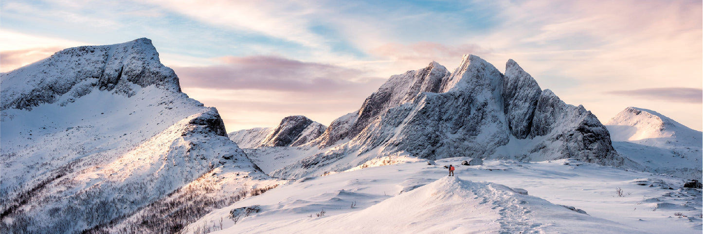 Panoramic Canvas Snow Mountains & Sky Scenery High Quality 100% Australian Made Wall Canvas Print Ready to Hang