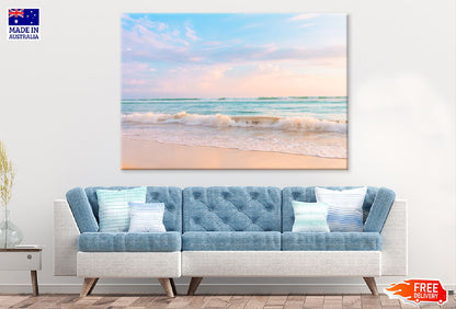 Soft Ocean Wave & Cloudy Sky View Print 100% Australian Made